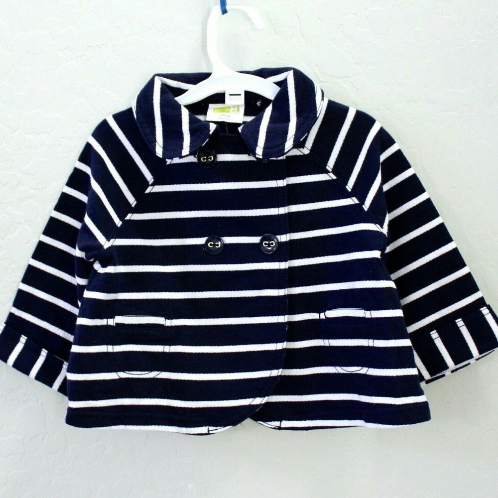 Crazy 8 Long Sleeve Stripe Double Breast Light Jacket Size XS (4) Navy